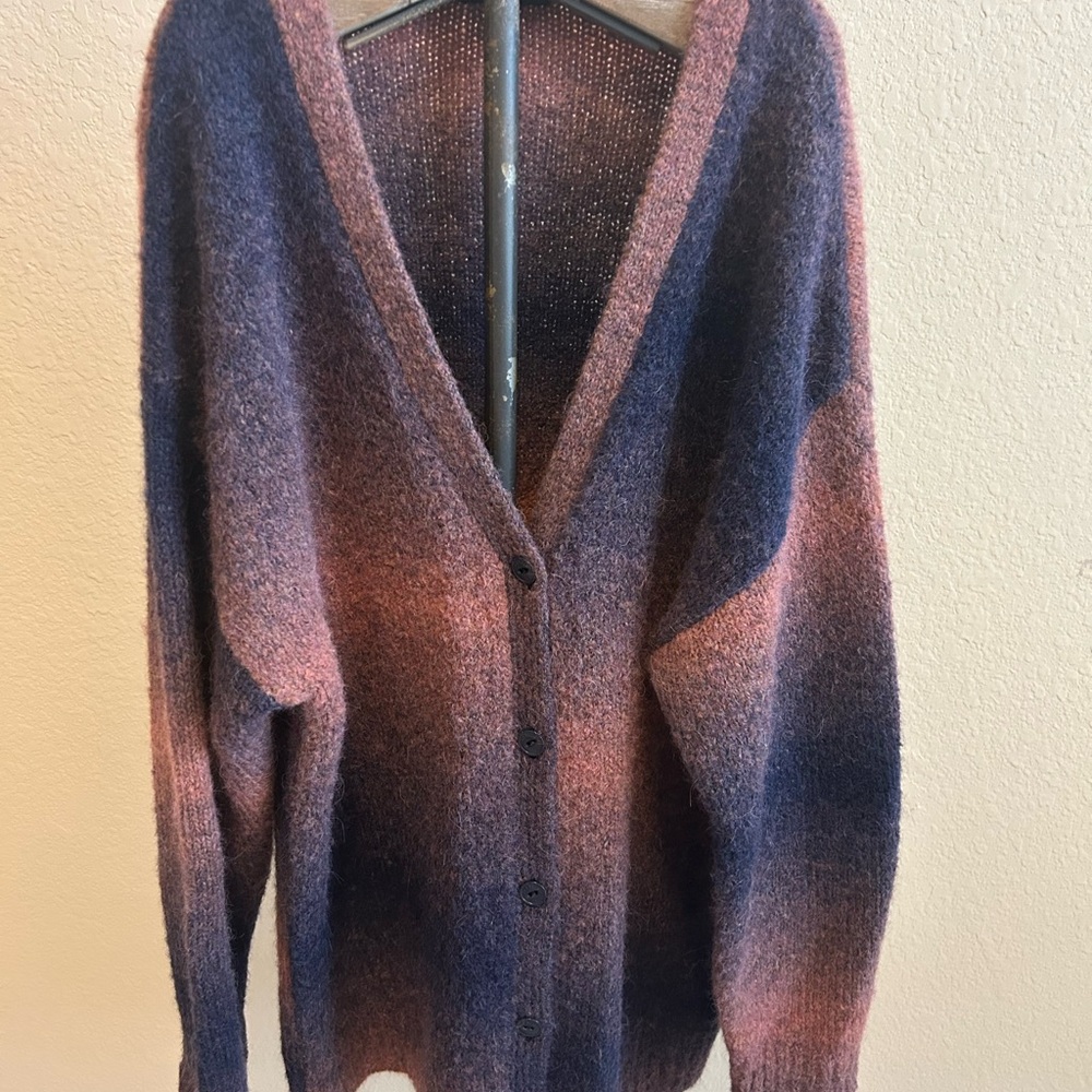 Rag & Bone Blue and Pink Cardigan Sweater with Gradient Design